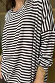 Made in Italy Perfect Breton V Long Sleeve Top Dark Brown - ** 